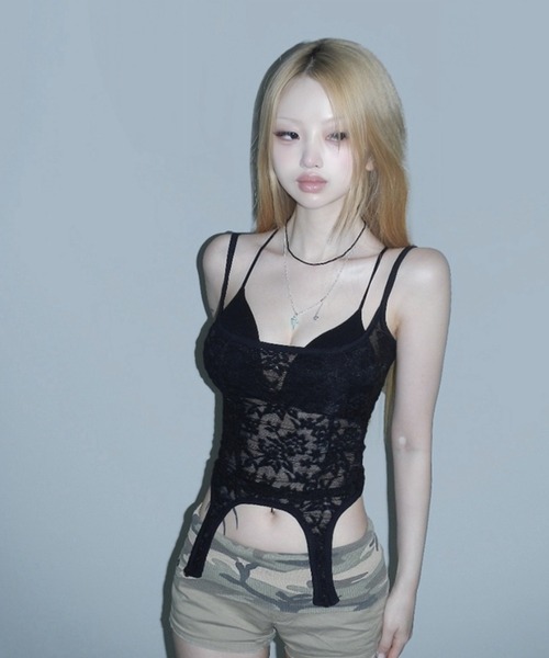 THEAIRTOWN(ジエアタウン)の「kyloser see-through top(キャミソール・レディース・ブラック/ホワイト・FREE)」の9枚目の写真