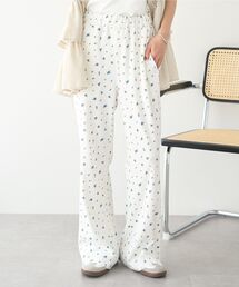 フラワーピグメントリブフレアパンツ