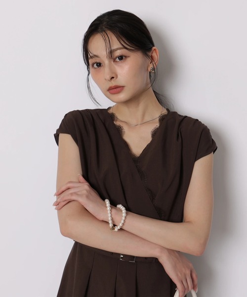 Apuweiser-riche（アプワイザーリッシェ）の「レーストリミングナローワンピース（ワンピース・レディース・ピンク/ブラウン・2/1/0）」の11枚目の写真