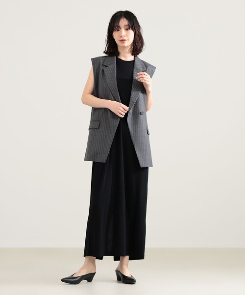 Demi-Luxe BEAMS(デミルクス ビームス)の「エディター東原妙子 × Demi-Luxe BEAMS / ウォッシャブルウール ジレ(ベスト・レディース・ベージュ系その他/グレー系その他/ネイビー・38/36)」の9枚目の写真