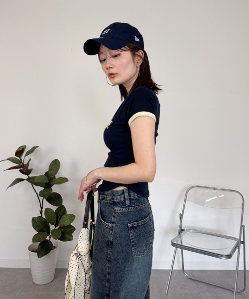 mellomela.(メロメラ)の「ショート丈配色Tシャツ(Tシャツ/カットソー・レディース・ネイビー/スカイブルー/ホワイト・FREE)」の17枚目の写真