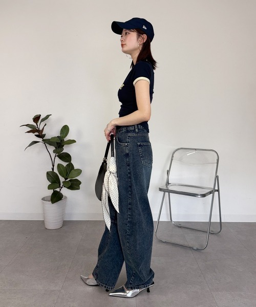 mellomela.(メロメラ)の「ショート丈配色Tシャツ(Tシャツ/カットソー・レディース・ネイビー/スカイブルー/ホワイト・FREE)」の21枚目の写真