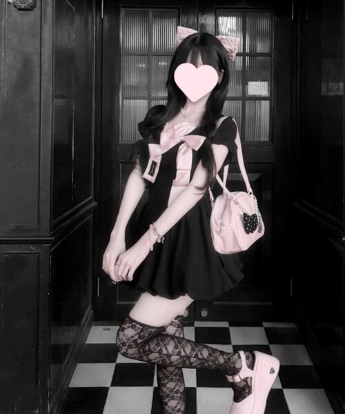 OLIVE des OLIVE(オリーブデオリーブ)の「【インフルエンサー企画】miko ribbon balloon dress(ワンピース・レディース・ピンク/ブラック・FREE)」の12枚目の写真