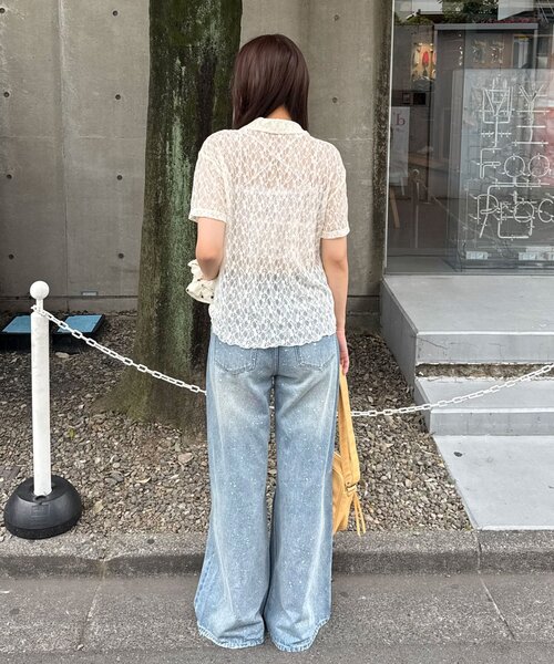 CIAOPANIC(チャオパニック)の「2WAYストレッチレースポロ半袖トップス(シャツ/ブラウス・レディース・ホワイト/ブラック/アイボリー・ONE SIZE)」の12枚目の写真