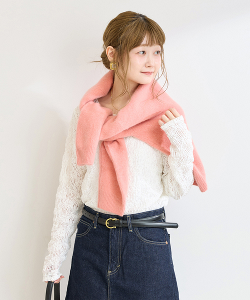 B.C STOCK(ベーセーストック)の「《追加3》手洗い可 / ストレッチフラワーレースプルオーバー(Tシャツ/カットソー・レディース・ホワイト/ブラック・FREE)」の2枚目の写真