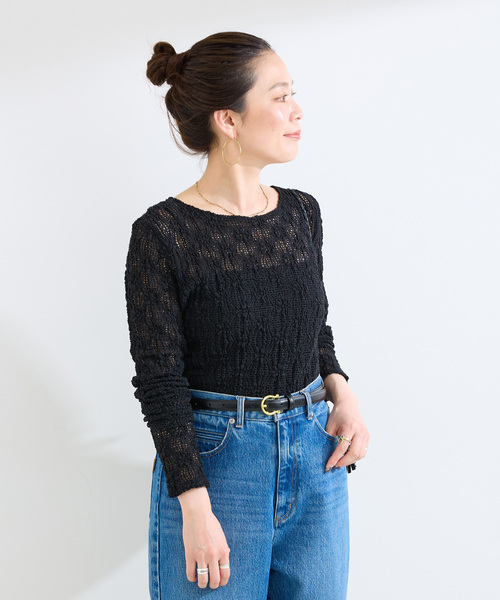 B.C STOCK(ベーセーストック)の「《追加3》手洗い可 / ストレッチフラワーレースプルオーバー(Tシャツ/カットソー・レディース・ホワイト/ブラック・FREE)」の12枚目の写真