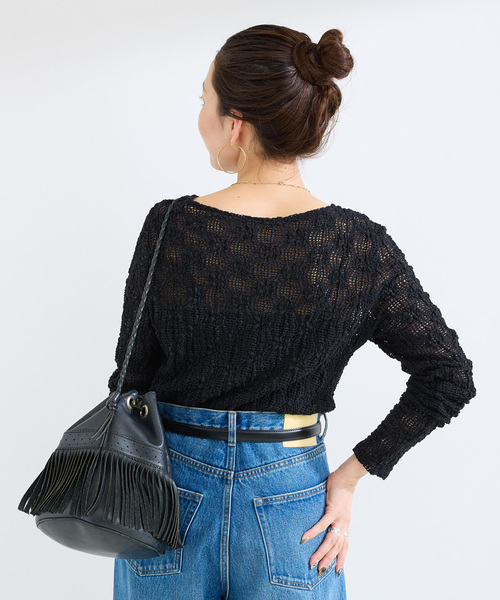 B.C STOCK(ベーセーストック)の「《追加3》手洗い可 / ストレッチフラワーレースプルオーバー(Tシャツ/カットソー・レディース・ホワイト/ブラック・FREE)」の14枚目の写真