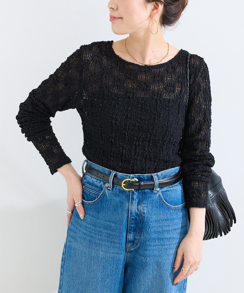 B.C STOCK(ベーセーストック)の「《追加3》手洗い可 / ストレッチフラワーレースプルオーバー(Tシャツ/カットソー・レディース・ホワイト/ブラック・FREE)」の15枚目の写真