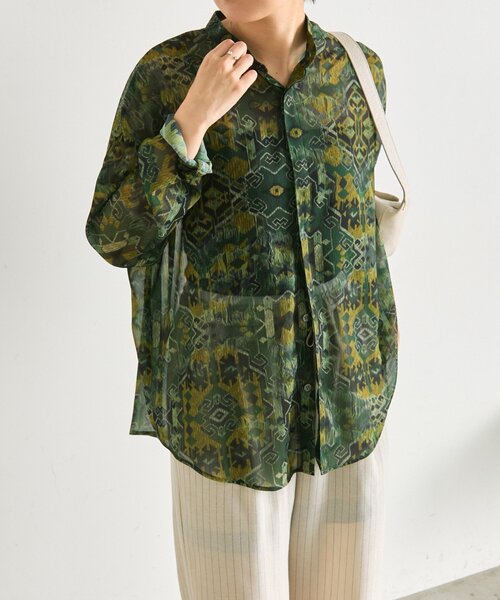 ear PAPILLONNER（イアパピヨネ）の「NEWインポート柄シャツ【SUM1 STYLE】（シャツ/ブラウス・レディース・レッド/グリーン・FREE）」の4枚目の写真