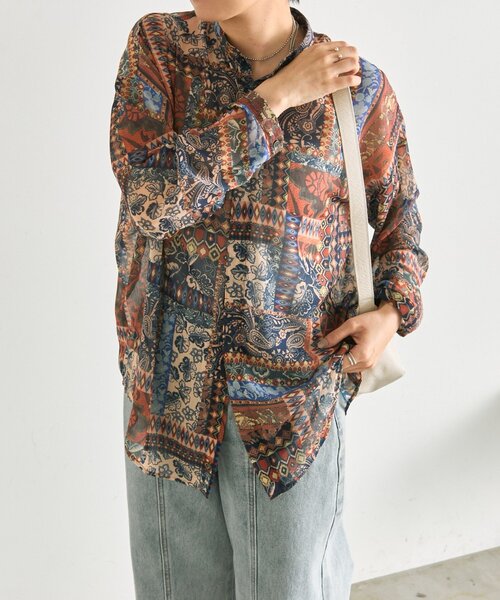 ear PAPILLONNER（イアパピヨネ）の「NEWインポート柄シャツ【SUM1 STYLE】（シャツ/ブラウス・レディース・レッド/グリーン・FREE）」の14枚目の写真