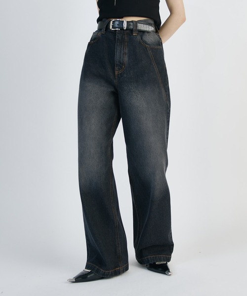 Lui's(ルイス)の「デニムストレートパンツ(デニムパンツ・レディース・インディゴブルー/ブラック・36/38)」の4枚目の写真