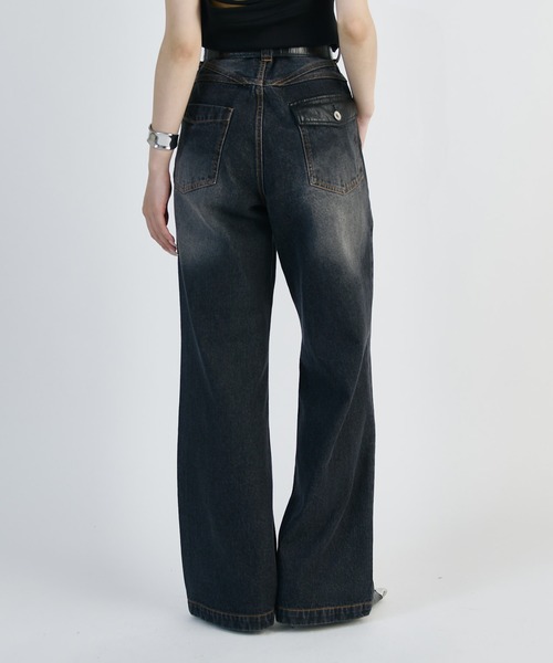 Lui's(ルイス)の「デニムストレートパンツ(デニムパンツ・レディース・インディゴブルー/ブラック・36/38)」の6枚目の写真