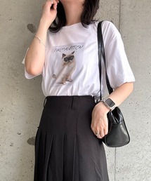 カジュアルグラフィックキャット半袖Tシャツ(hsyd)