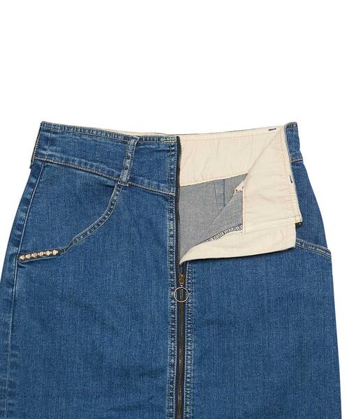 HYSTERIC GLAMOUR(ヒステリックグラマー)の「フロントZIPタイトデニムスカート(スカート・レディース・ブラック/ライトインディゴブルー・24inch/27inch/26inch/25inch)」の4枚目の写真
