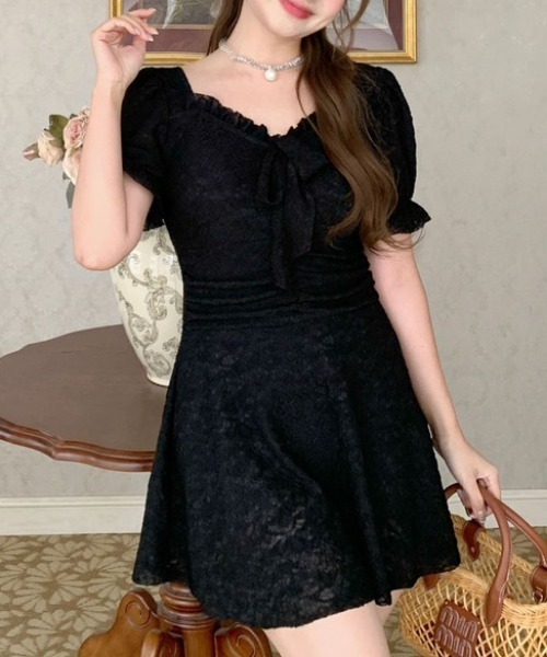 NANEA(ナネア)の「レーシーワンピース水着(水着・レディース・パープル/ブラック・X-LARGE/LARGE)」の7枚目の写真