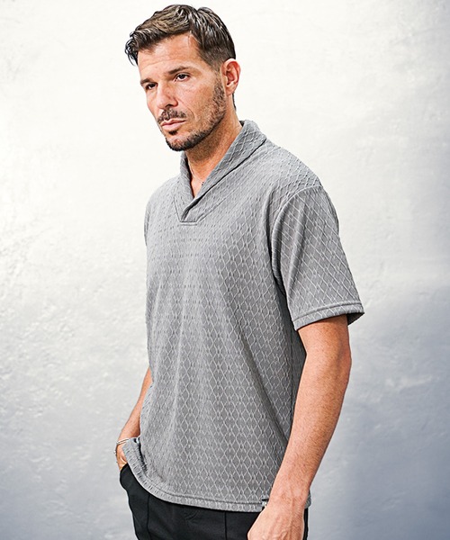 SOMEDIFF(サムディフ)の「【SOMEDIFF】ショールカラー半袖Tシャツ メンズ 夏服(Tシャツ/カットソー・メンズ・ホワイト/グレー/ブラック・M/S/XL/L)」の14枚目の写真