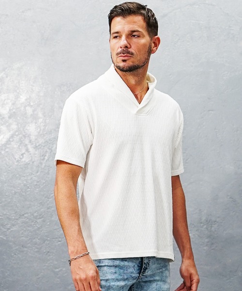 SOMEDIFF(サムディフ)の「【SOMEDIFF】ショールカラー半袖Tシャツ メンズ 夏服(Tシャツ/カットソー・メンズ・ホワイト/グレー/ブラック・M/S/XL/L)」の10枚目の写真