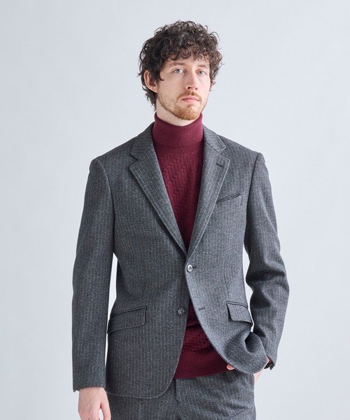 MEN'S BIGI（メンズビギ）の「ウール混ツイルジャージジャケット（テーラードジャケット・メンズ・ネイビー/ライトグレー/グレー系その他/ブラウン・01/02/03/04/05）」の2枚目の写真