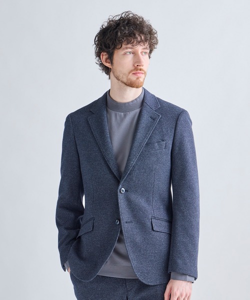 MEN'S BIGI（メンズビギ）の「ウール混ツイルジャージジャケット（テーラードジャケット・メンズ・ネイビー/ライトグレー/グレー系その他/ブラウン・01/02/03/04/05）」の4枚目の写真