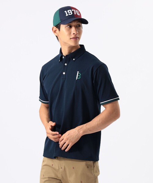 BEAMS GOLF(ビームスゴルフ)の「ORANGE LABEL / 袖リブ ボーダー ポロシャツ(吸水速乾・UVカット)(ポロシャツ・メンズ・ネイビー/サックスブルー/ホワイト・S/M/XL/L)」の2枚目の写真