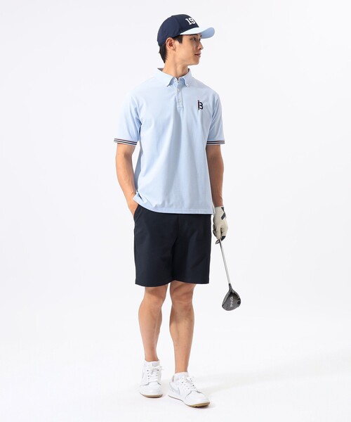 BEAMS GOLF(ビームスゴルフ)の「ORANGE LABEL / 袖リブ ボーダー ポロシャツ(吸水速乾・UVカット)(ポロシャツ・メンズ・ネイビー/サックスブルー/ホワイト・S/M/XL/L)」の7枚目の写真