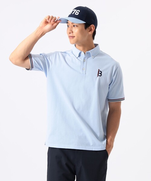 BEAMS GOLF(ビームスゴルフ)の「ORANGE LABEL / 袖リブ ボーダー ポロシャツ(吸水速乾・UVカット)(ポロシャツ・メンズ・ネイビー/サックスブルー/ホワイト・S/M/XL/L)」の9枚目の写真