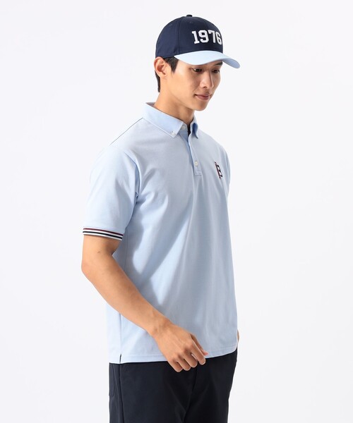 BEAMS GOLF(ビームスゴルフ)の「ORANGE LABEL / 袖リブ ボーダー ポロシャツ(吸水速乾・UVカット)(ポロシャツ・メンズ・ネイビー/サックスブルー/ホワイト・S/M/XL/L)」の10枚目の写真