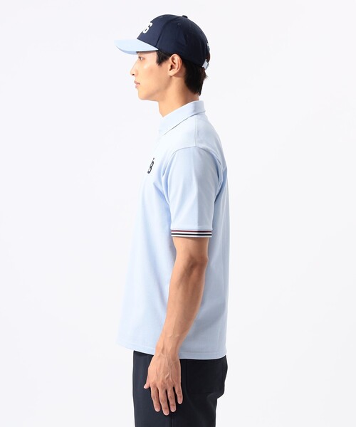 BEAMS GOLF(ビームスゴルフ)の「ORANGE LABEL / 袖リブ ボーダー ポロシャツ(吸水速乾・UVカット)(ポロシャツ・メンズ・ネイビー/サックスブルー/ホワイト・S/M/XL/L)」の11枚目の写真