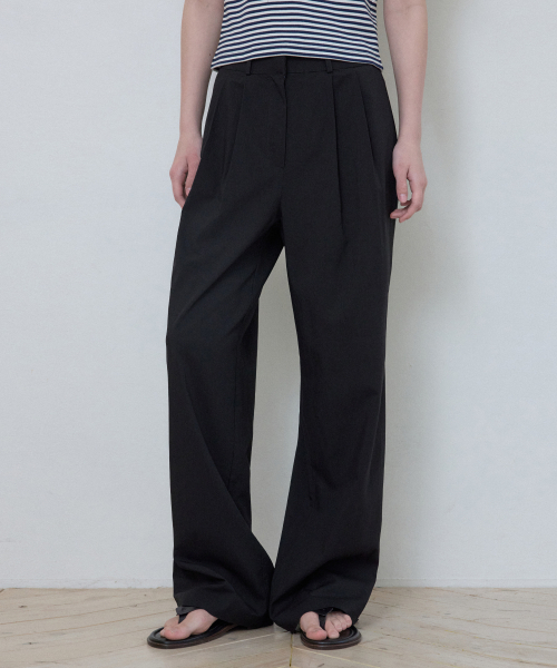 WEDNESDAYOASISFORWOMEN(ウェンズデー オアシス フォー ウーマン)の「W/ミューズ ツーピンタック セミワイドパンツ_BLACK(W25-PT04)(その他パンツ・レディース・ブラック・SMALL/MEDIUM)」の1枚目の写真