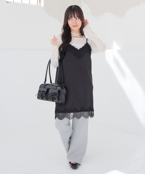 Honeys(ハニーズ)の「レース付キャミワンピース(ワンピース・レディース・ホワイト/ブラウン/ブラック・L/LL/3L/S/M)」の6枚目の写真