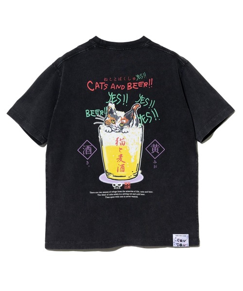go slow caravan(ゴースローキャラバン)の「RAY綿 G/D猫と麦酒TEE~麦酒風呂3~(Tシャツ/カットソー・メンズ・ホワイト/ブラック系その他2・LARGE/MEDIUM/SMALL/X-LARGE)」の9枚目の写真