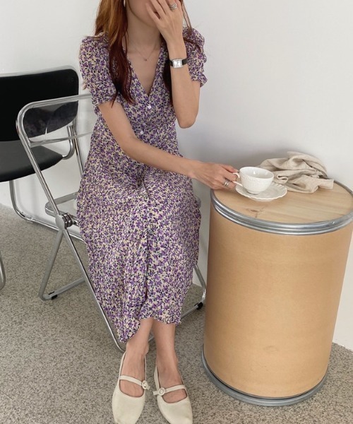 YUGA(ユーガ)の「YUGA_YGMC Korean-style Small floral print chiffon maxi dress(ワンピース・レディース・ライトグリーン/ラベンダー・FREE)」の10枚目の写真