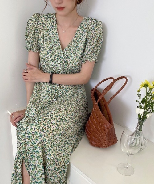 YUGA(ユーガ)の「YUGA_YGMC Korean-style Small floral print chiffon maxi dress(ワンピース・レディース・ライトグリーン/ラベンダー・FREE)」の21枚目の写真