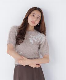 フリンジシャギー半袖ニット