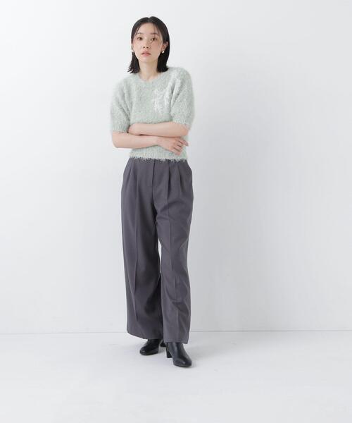 NATURAL BEAUTY BASIC(ナチュラルビューティーベーシック)の「フリンジシャギー半袖ニット(ニット/セーター・レディース・ベージュ/ライトグリーン・フリ-)」の7枚目の写真