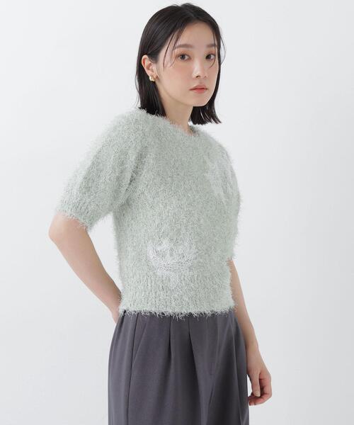 NATURAL BEAUTY BASIC(ナチュラルビューティーベーシック)の「フリンジシャギー半袖ニット(ニット/セーター・レディース・ベージュ/ライトグリーン・フリ-)」の8枚目の写真