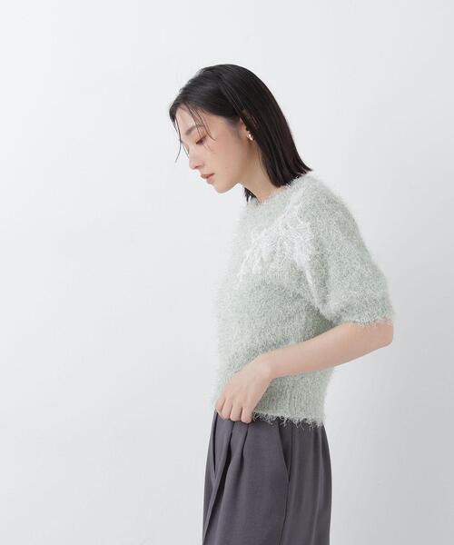 NATURAL BEAUTY BASIC(ナチュラルビューティーベーシック)の「フリンジシャギー半袖ニット(ニット/セーター・レディース・ベージュ/ライトグリーン・フリ-)」の10枚目の写真