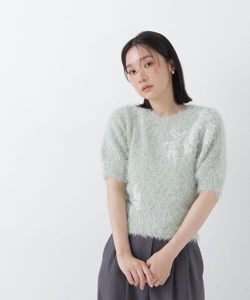 NATURAL BEAUTY BASIC(ナチュラルビューティーベーシック)の「フリンジシャギー半袖ニット(ニット/セーター・レディース・ベージュ/ライトグリーン・フリ-)」の12枚目の写真