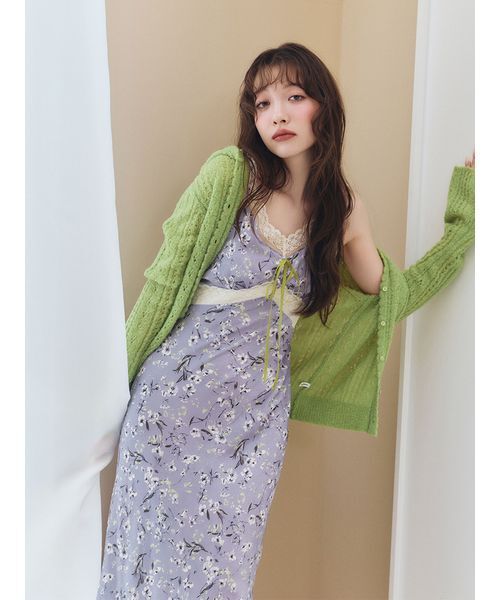 LILY BROWN(リリーブラウン)の「クロシェニットフーディー(ニット/セーター・レディース・グリーン/グレー/ホワイト・F)」の6枚目の写真