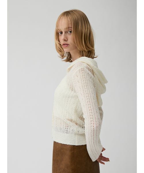 LILY BROWN(リリーブラウン)の「クロシェニットフーディー(ニット/セーター・レディース・グリーン/グレー/ホワイト・F)」の10枚目の写真