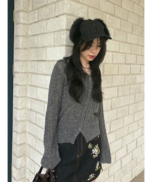 LILY BROWN(リリーブラウン)の「クロシェニットフーディー(ニット/セーター・レディース・グリーン/グレー/ホワイト・F)」の20枚目の写真