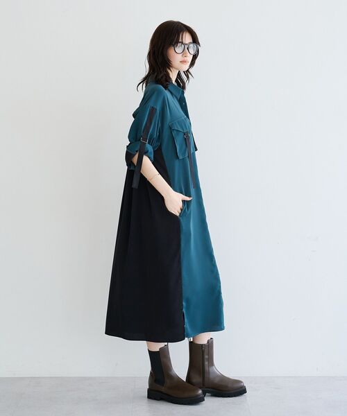 Editt by YECCA VECCA（エディットバイイェッカヴェッカ）の「ミリタリーロングシャツワンピース（シャツワンピース・レディース・カーキ/グリーン/ストライプ・FREE）」の17枚目の写真