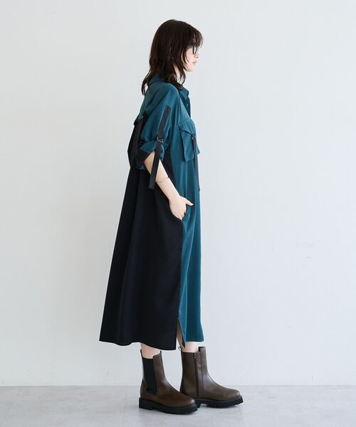 Editt by YECCA VECCA（エディットバイイェッカヴェッカ）の「ミリタリーロングシャツワンピース（シャツワンピース・レディース・カーキ/グリーン/ストライプ・FREE）」の18枚目の写真