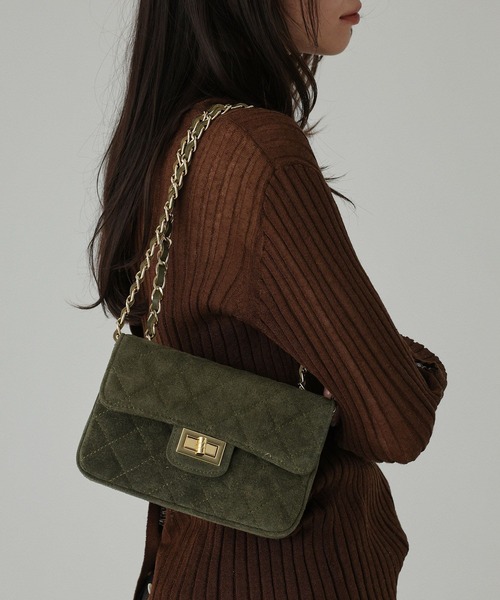 BABYLONE(バビロン)の「【柳橋唯さんYouTube紹介アイテム】【AULENTTI】スウェードBAG(ハンドバッグ・レディース・カーキ・フリー)」の1枚目の写真