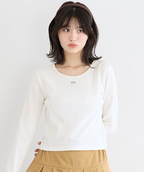 coca(coca)(コカ)の「ユース リブトップス(Tシャツ/カットソー・レディース・グレー/アイボリー・L/S)」の2枚目の写真