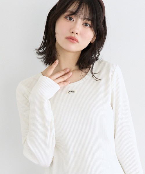 coca(coca)(コカ)の「ユース リブトップス(Tシャツ/カットソー・レディース・グレー/アイボリー・L/S)」の6枚目の写真