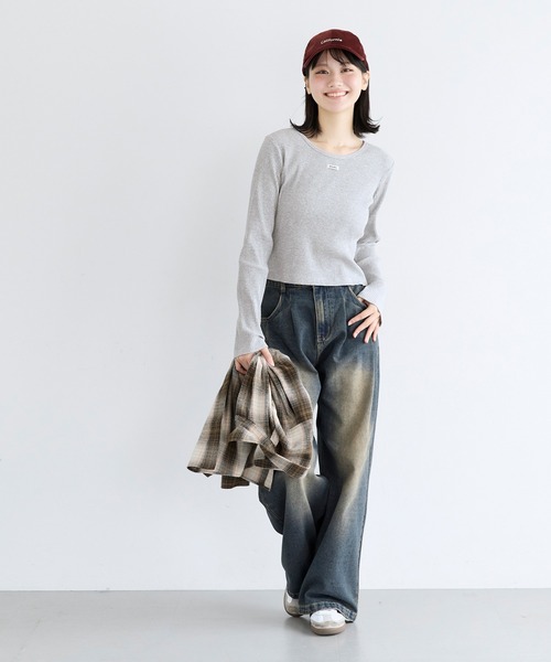 coca(coca)(コカ)の「ユース リブトップス(Tシャツ/カットソー・レディース・グレー/アイボリー・L/S)」の9枚目の写真