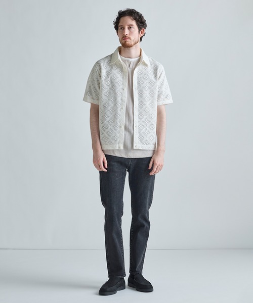 MEN'S BIGI(メンズビギ)の「シアージャカード レギュラーカラーシャツ(シャツ/ブラウス・メンズ・ブラック/ホワイト・3/2)」の6枚目の写真