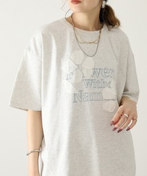 Arinomama 220g 16s空紡糸天竺 綿100% フラワーレイヤー ロゴ Tシャツ 半袖