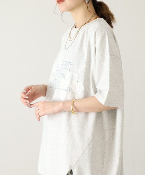 Arinomama(アリノママ)の「Arinomama 220g 16s空紡糸天竺 綿100% フラワーレイヤー ロゴ Tシャツ 半袖(Tシャツ/カットソー・レディース・杢グレー/ブラック/ホワイト・FREE)」の18枚目の写真